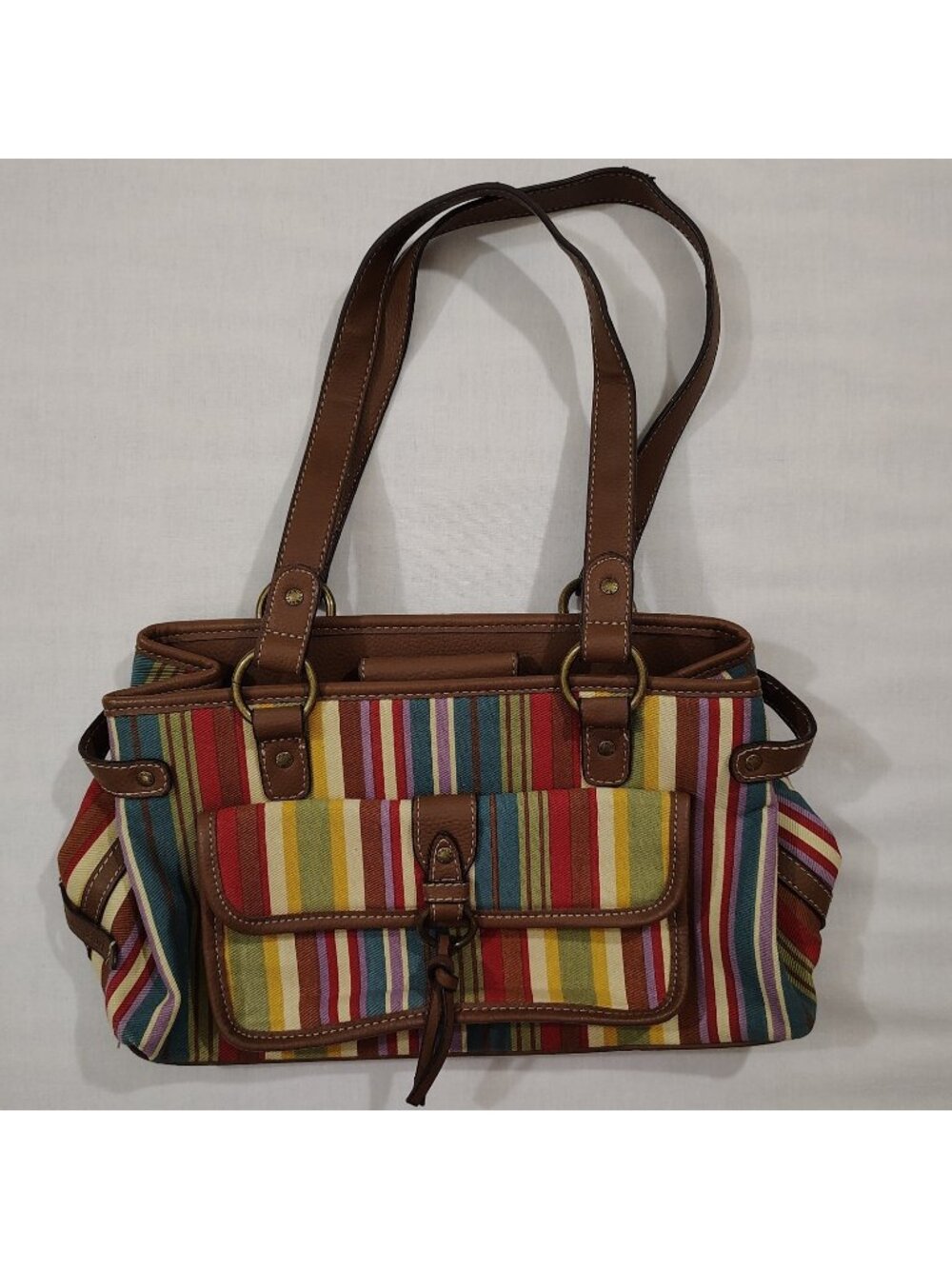 Jamaica Bay Shoulder Bag Womens Purse Multicolored Striped Dual Handle Paradise